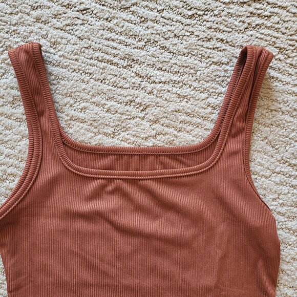 Women’s Square Neck Tank Top Bodysuit – Size XS – Reddish Brown – NWOT - Picture 3 of 8